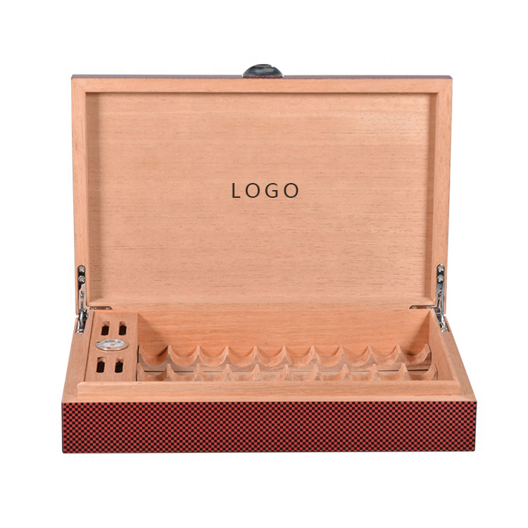 Customizable Red Wooden Cigar Display Box for Gifts