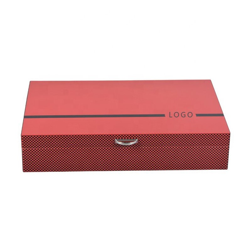 Customizable Red Wooden Cigar Display Box for Gifts