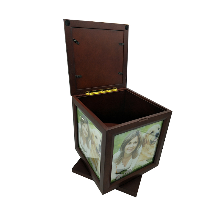 Customized Elegant Retro Wooden Packaging Photo Souvenir Pet Urn