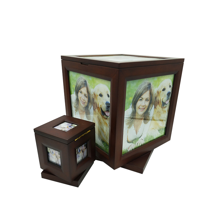 Customized Elegant Retro Wooden Packaging Photo Souvenir Pet Urn
