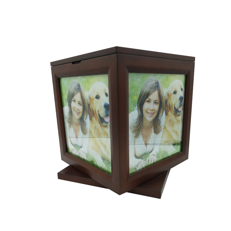 Customized Elegant Retro Wooden Packaging Photo Souvenir Pet Urn
