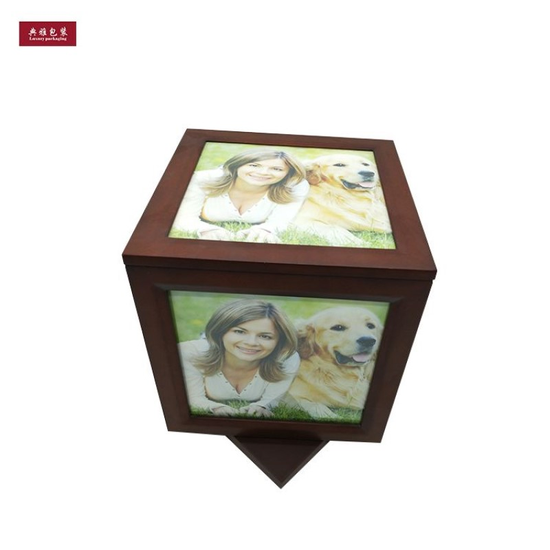 Customized Elegant Retro Wooden Packaging Photo Souvenir Pet Urn