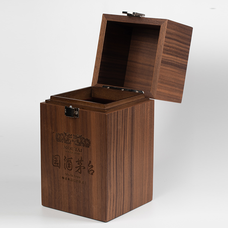 Customized Frosted Lacquer Finished Solid Wood Wine Box for Storage