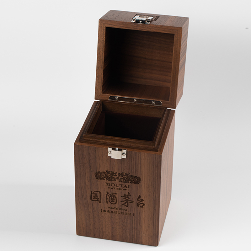 Customized Frosted Lacquer Finished Solid Wood Wine Box for Storage