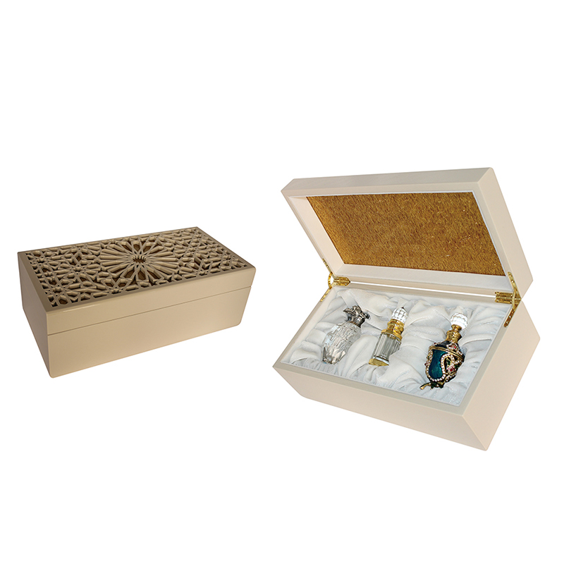 Customized High End Acrylic Hollow Design Wooden Packaging Perfume Box