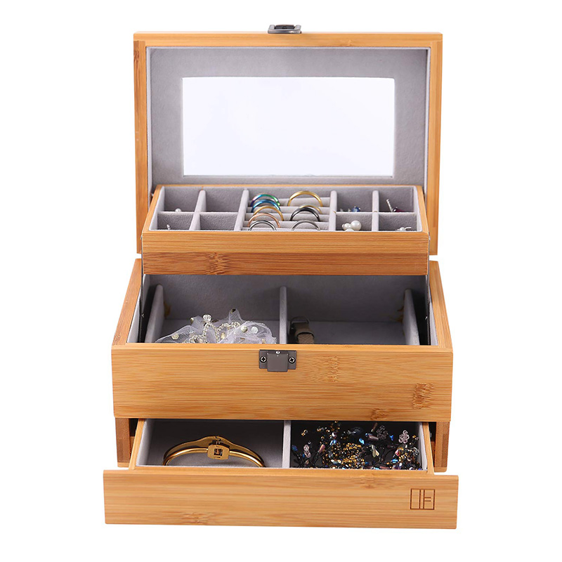 Customized Simple Rectangular Collection Boxes Matte Bamboo Jewelry Gift Box