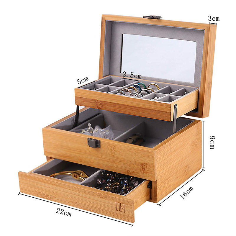 Customized Simple Rectangular Collection Boxes Matte Bamboo Jewelry Gift Box