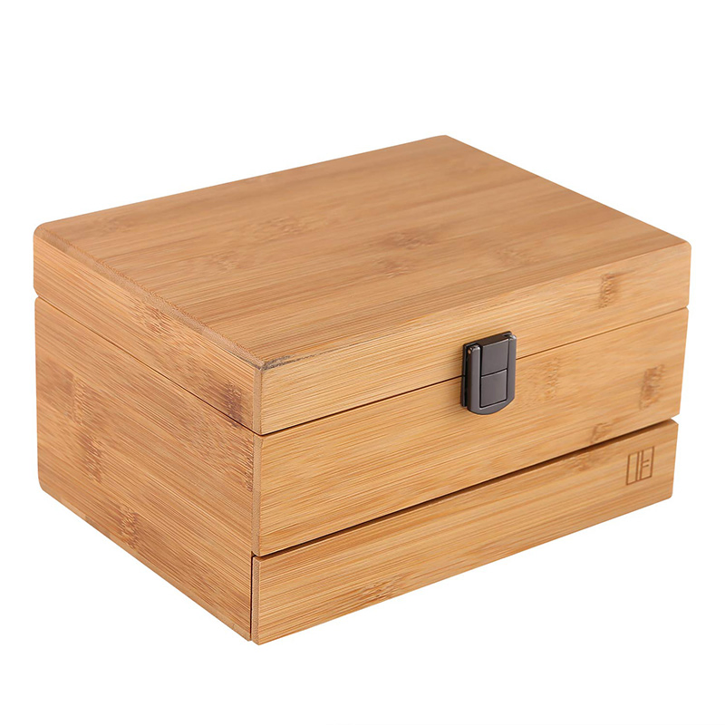 Customized Simple Rectangular Collection Boxes Matte Bamboo Jewelry Gift Box