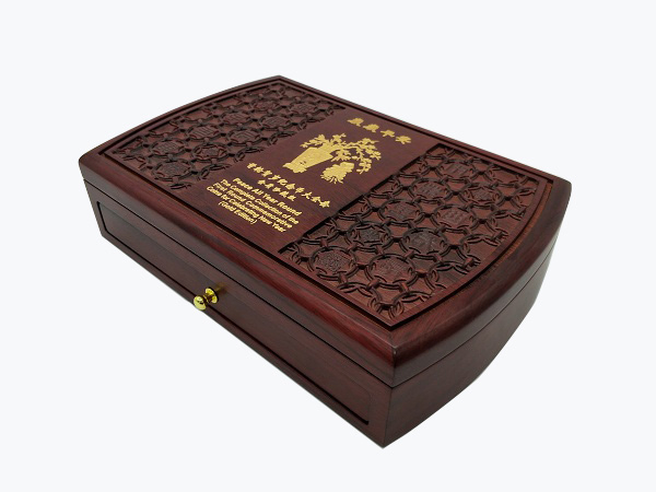 Customized Size Engraved Solid Wood Storage Boxes Commemorative Packaging Coin Box