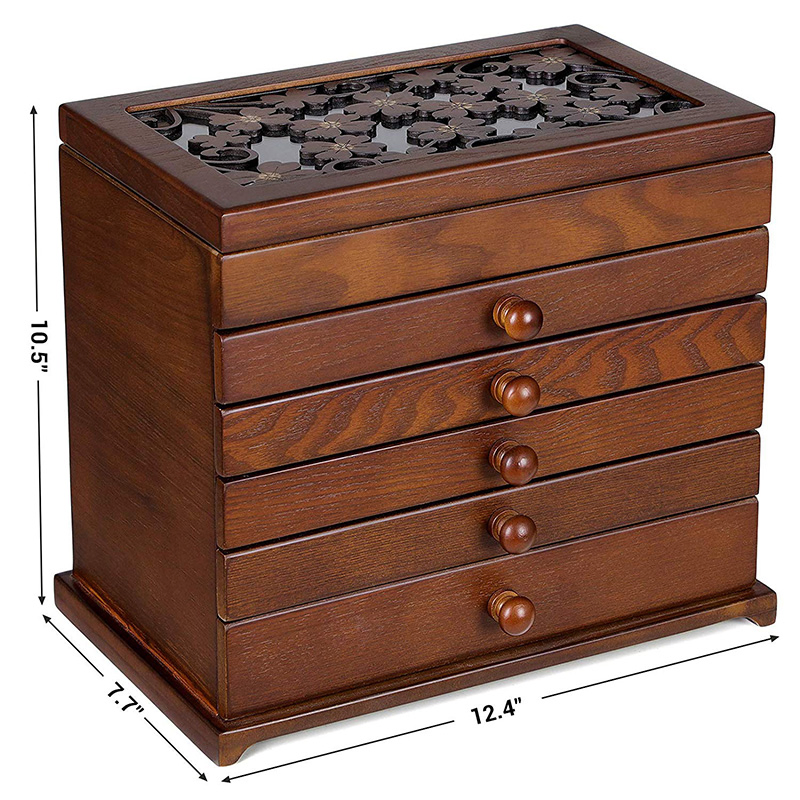 Cutsom Vintage Design Rectangular Matte Wood Blank Jewelry Box Gift Box