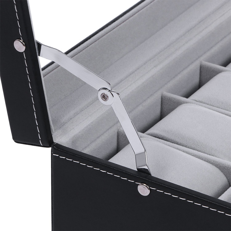 Elegant Black PU Leather Watch Box with Glass Top