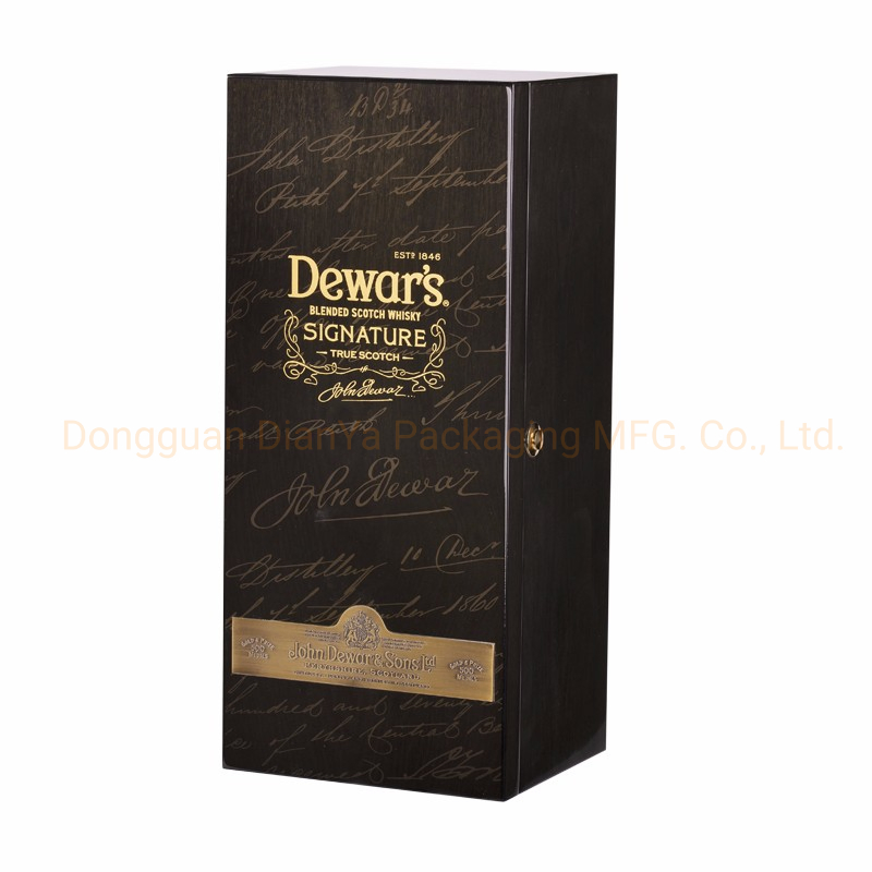 Elegant Custom Black Wooden Wine Gift Box for Luxury Packaging