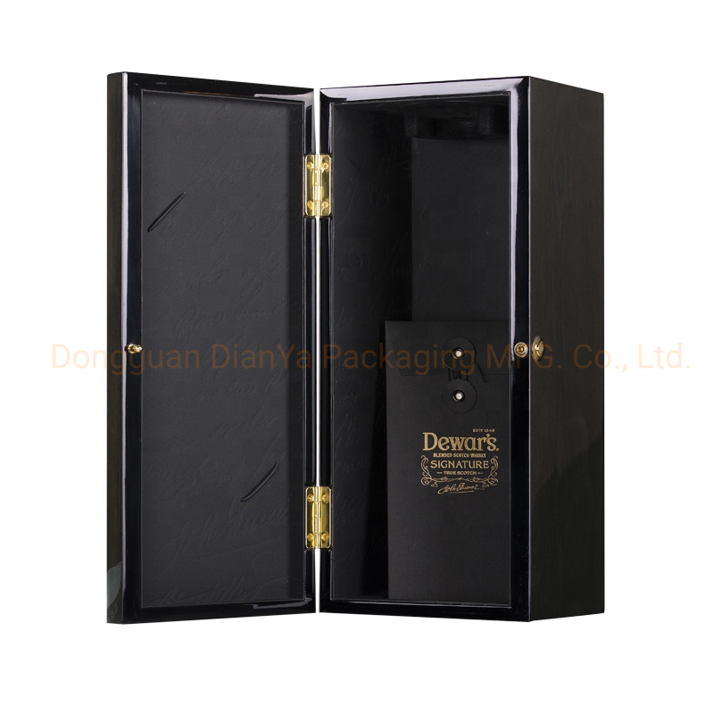 Elegant Custom Black Wooden Wine Gift Box for Luxury Packaging