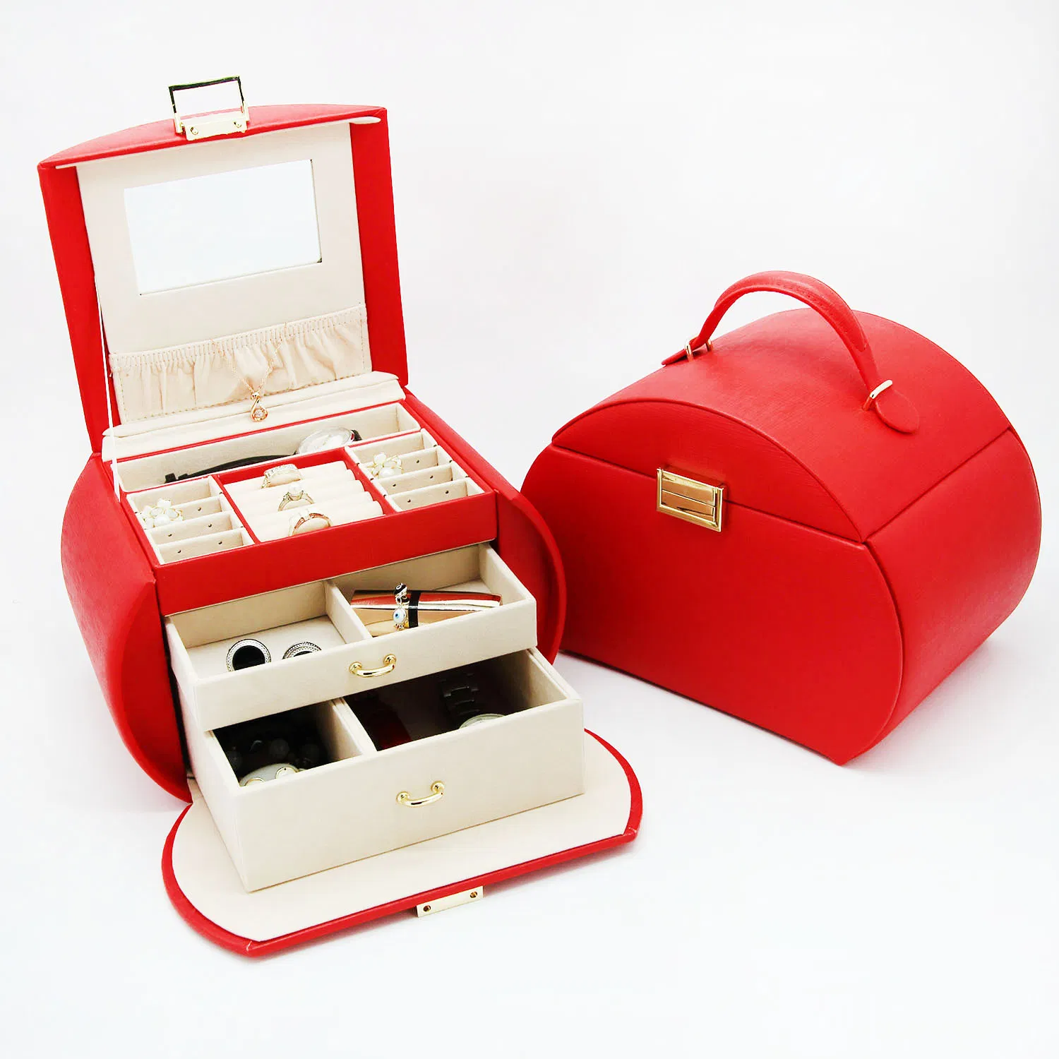 Elegant Fashion Leather Jewelry Gift Box Set for Rings and Necklaces