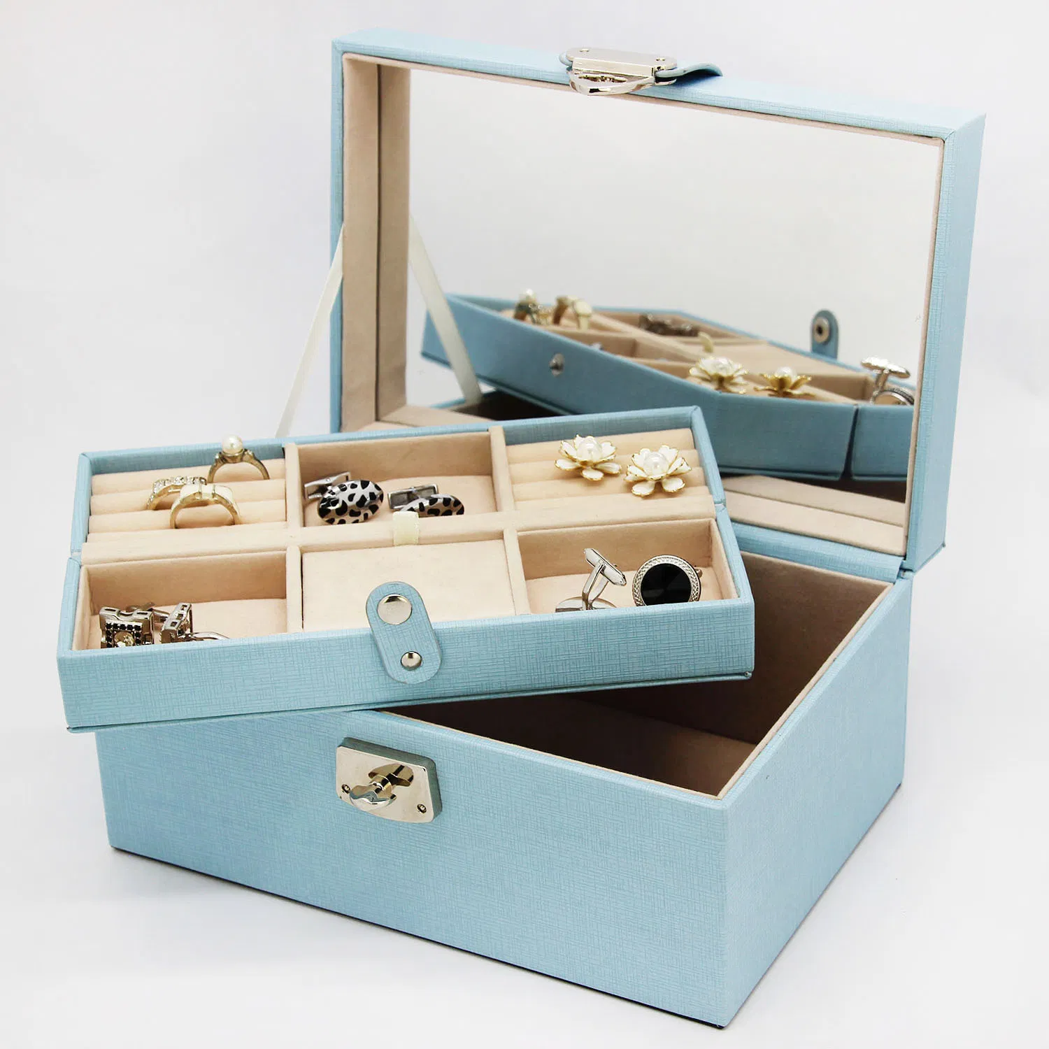 Elegant Fashion Leather Jewelry Gift Box Set for Rings and Necklaces