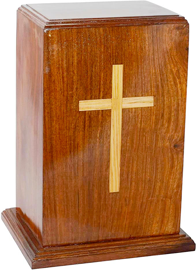 Elegant Natural Wood Pet Urn for Cats and Dogs