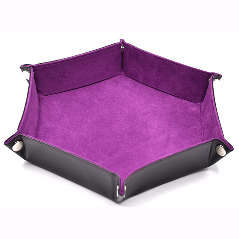 Factory Hand Made High Quality Foldable Hex Dice Tray Leather Dice Tray