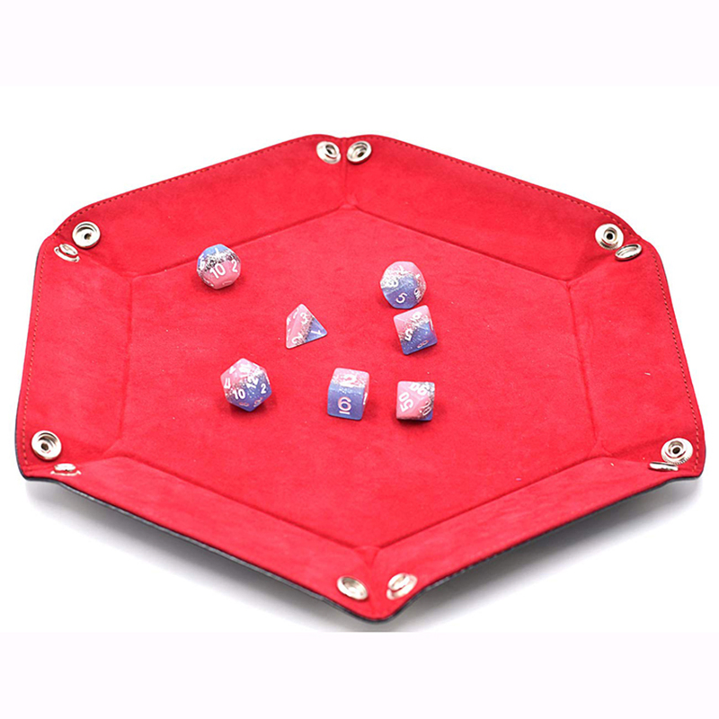 Factory Hand Made High Quality Foldable Hex Dice Tray Leather Dice Tray