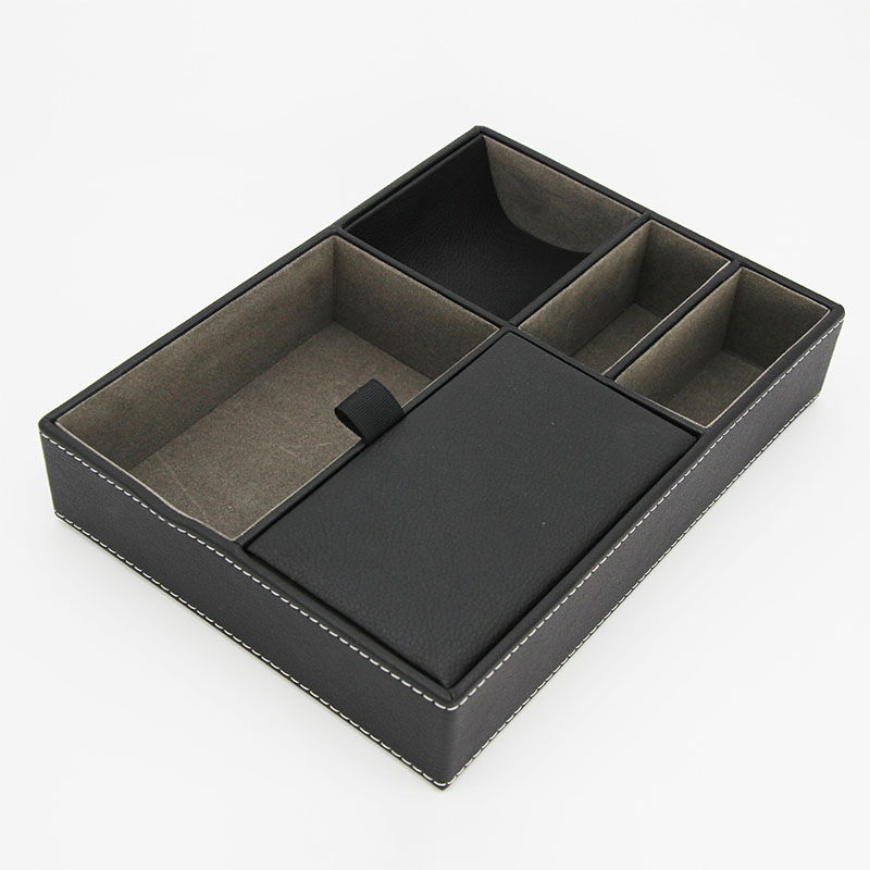 High End Fashion Gray PU Leather Rectangular Storage Tray for Jewelry Display