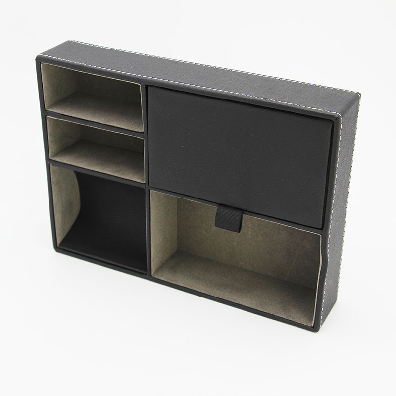 High End Fashion Gray PU Leather Rectangular Storage Tray for Jewelry Display