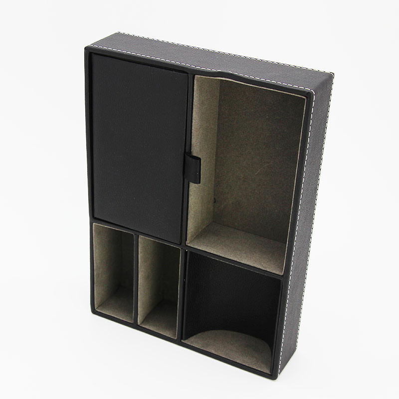 High End Fashion Gray PU Leather Rectangular Storage Tray for Jewelry Display