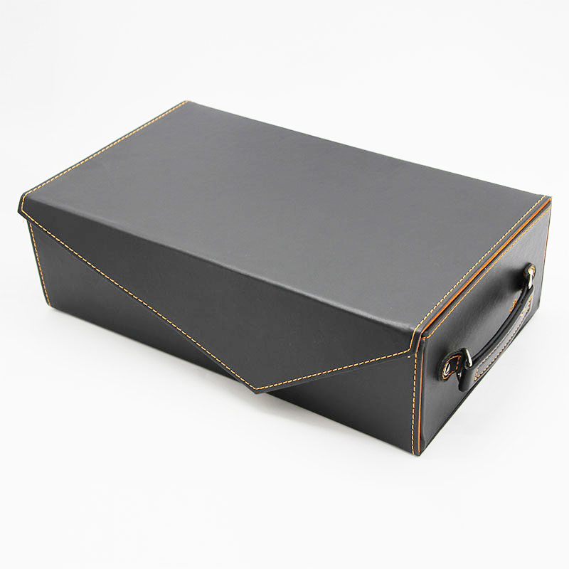 High End Folding Hemp Leather Rectangular Wine Packaging Box