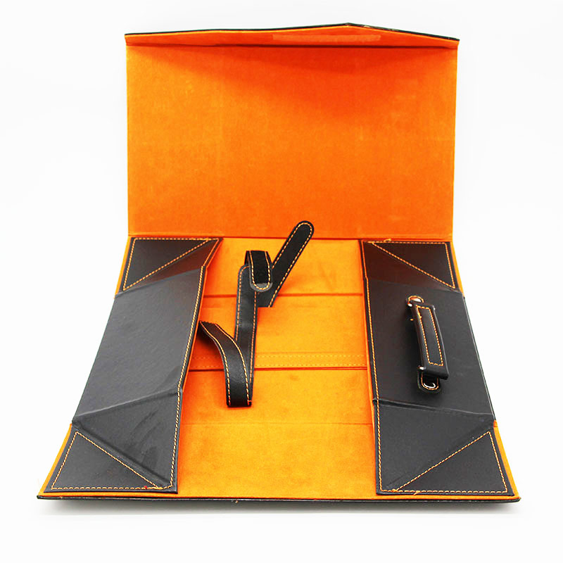 High End Folding Hemp Leather Rectangular Wine Packaging Box