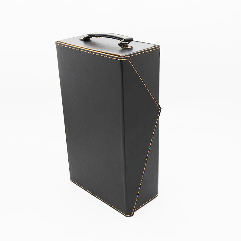 High End Folding Hemp Leather Rectangular Wine Packaging Box