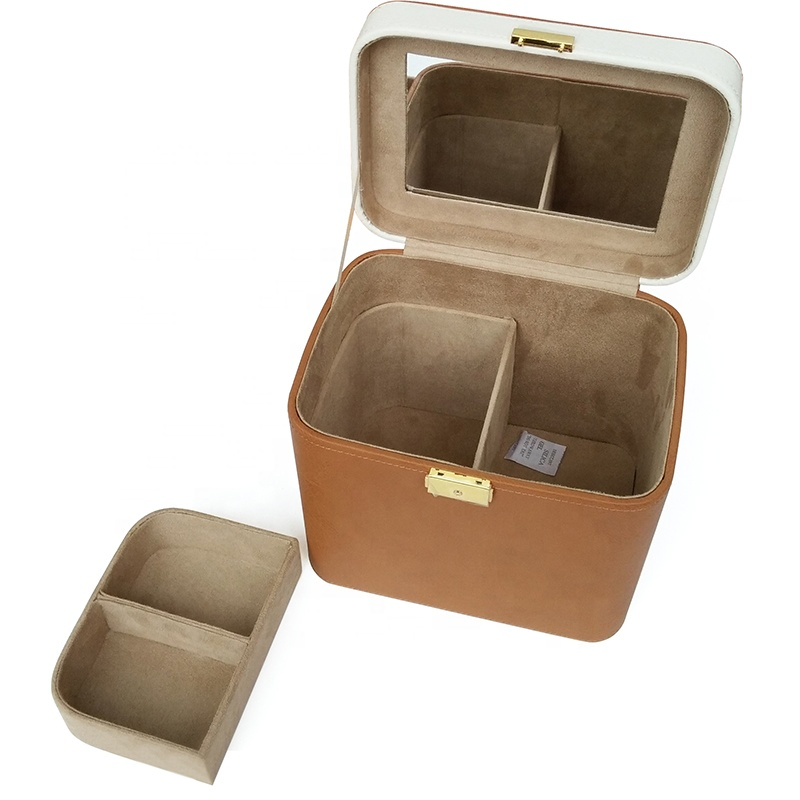 High End Leather Jewelry Mirror Storage Box for Birthday Gifts