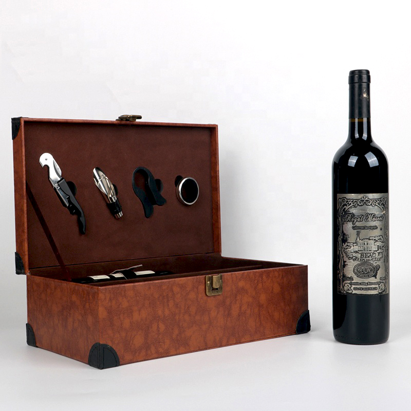 High End Leather Wine Glass Packaging Box Wine Gift Box