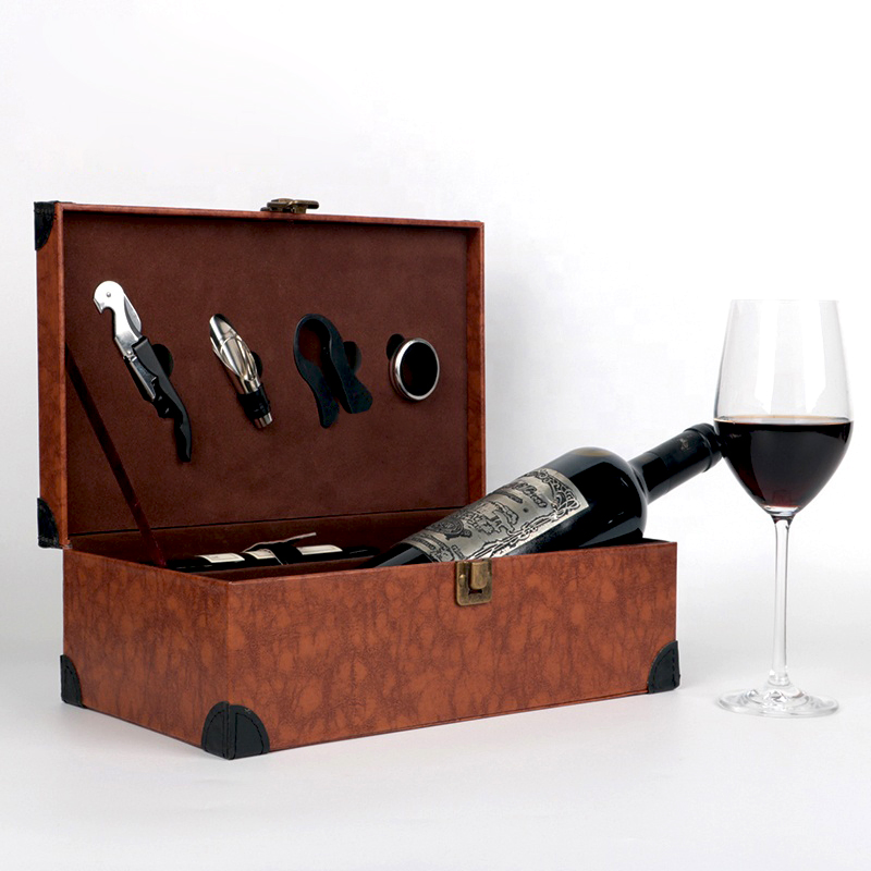 High End Leather Wine Glass Packaging Box Wine Gift Box