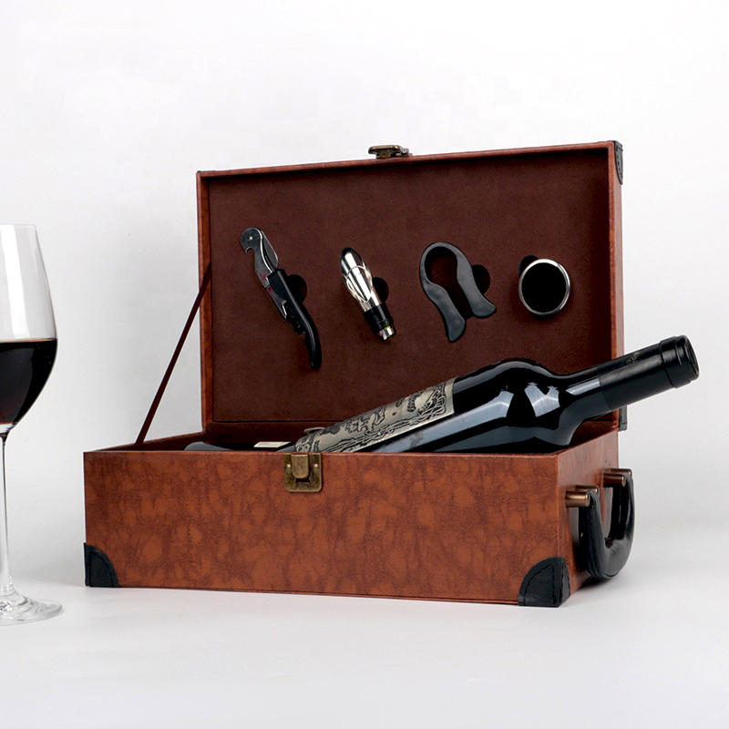 High End Leather Wine Glass Packaging Box Wine Gift Box