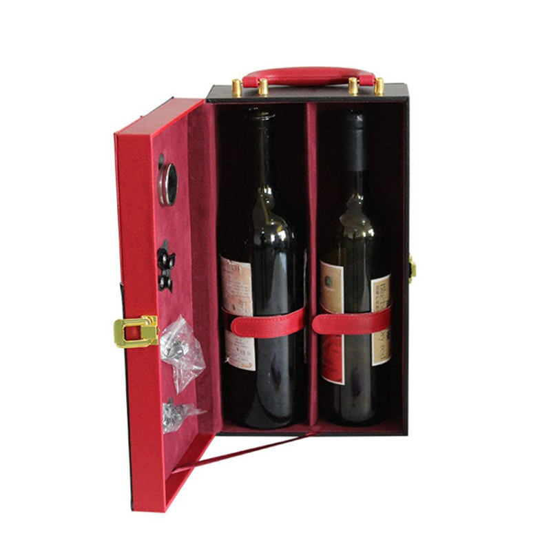 High-Grade PU Leather Travel Portable Wine Box for Gift Packaging