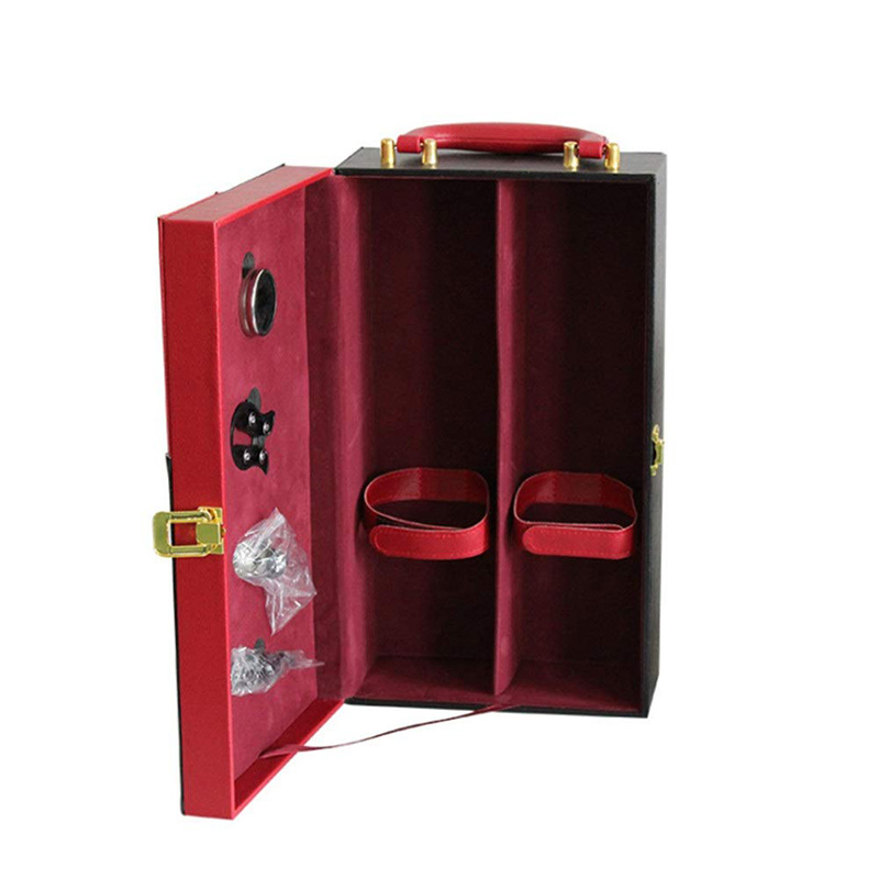 High-Grade PU Leather Travel Portable Wine Box for Gift Packaging