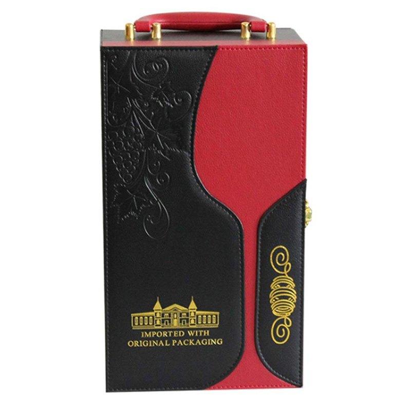 High-Grade PU Leather Travel Portable Wine Box for Gift Packaging
