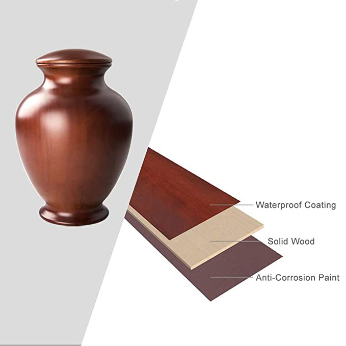 Irregular Light Brown Solid Wood Urn for Human Ashes