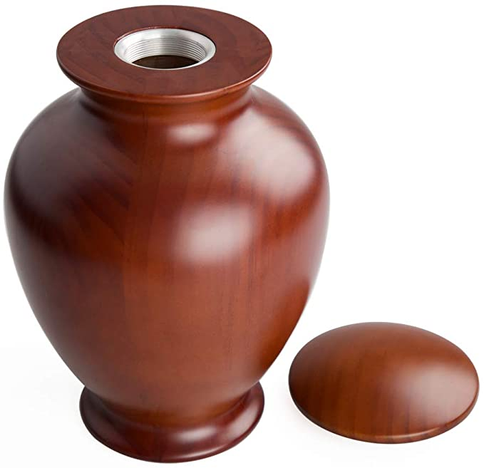 Irregular Light Brown Solid Wood Urn for Human Ashes