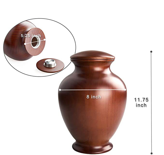 Irregular Light Brown Solid Wood Urn for Human Ashes