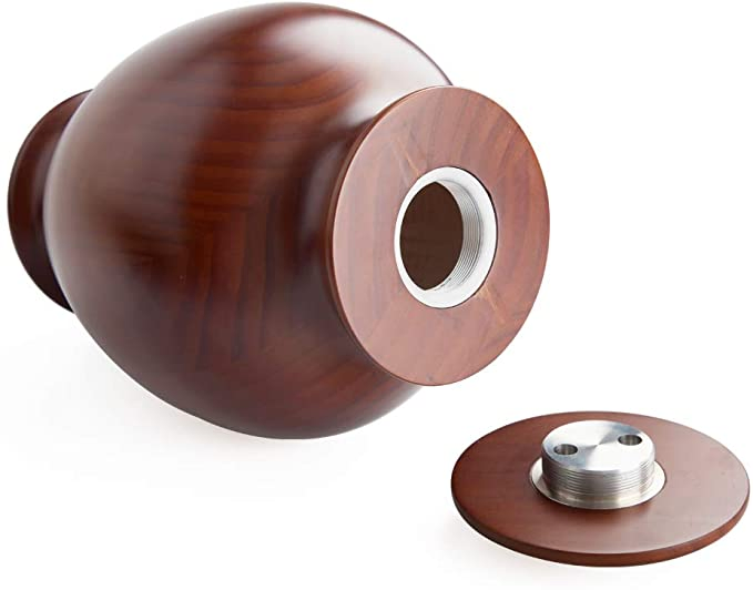 Irregular Light Brown Solid Wood Urn for Human Ashes