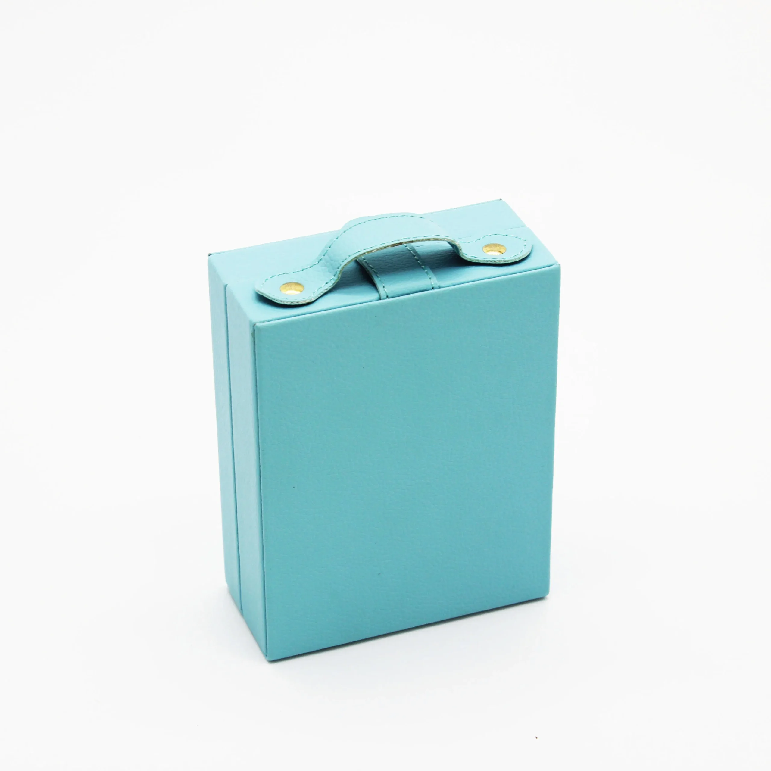 Luxury Blue PU Leather Jewelry Box with Gold Lock