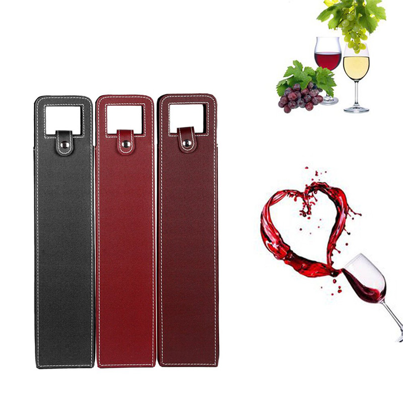 Luxury Portable Brown Leather Single Bottle Wine Bag with Logo Printing