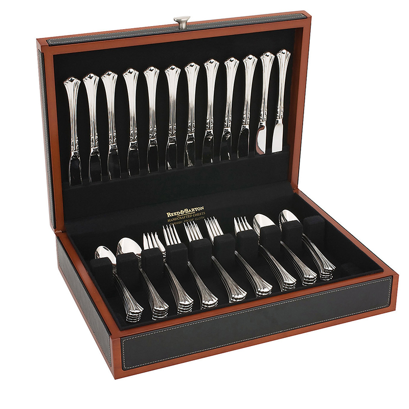 Luxury Unique Design Handle Stainless Steel Stirring Coffee Spoon Cherry Wood Cutlery Box