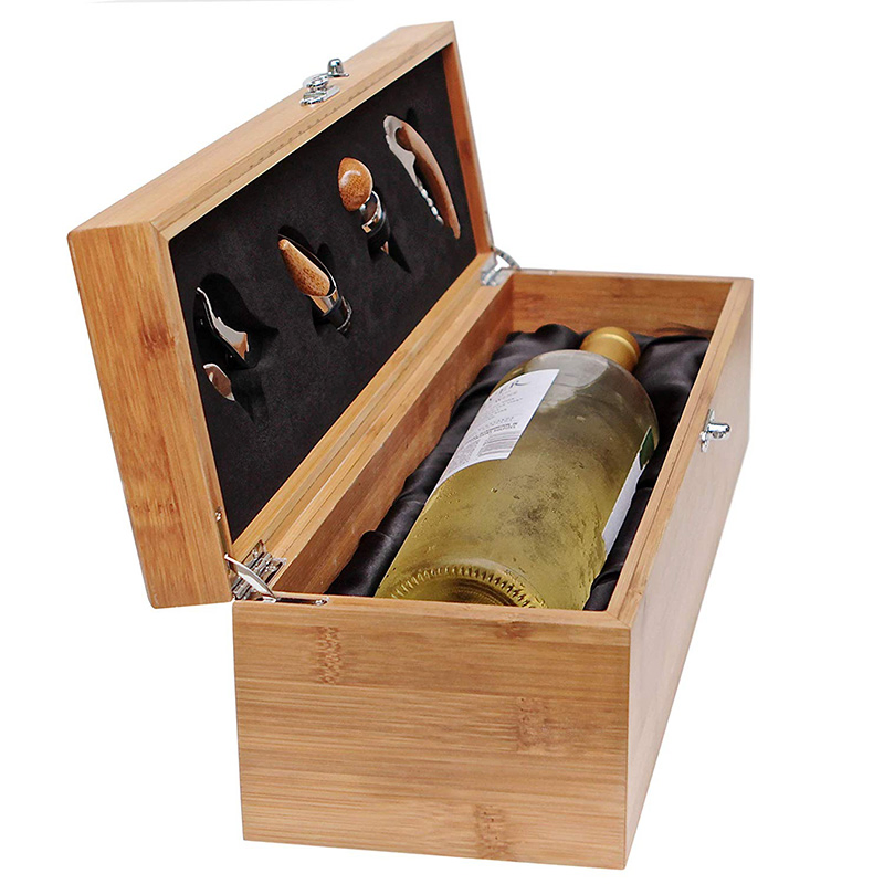 Multifunctional Rectangular Flat Bamboo Wooden Wine Box Gift Box