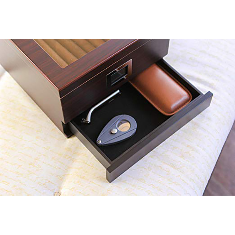 New Design High-End Wooden Cigar Box Rectangular with MDF, Transparent Acrylic, Built-in Temperature