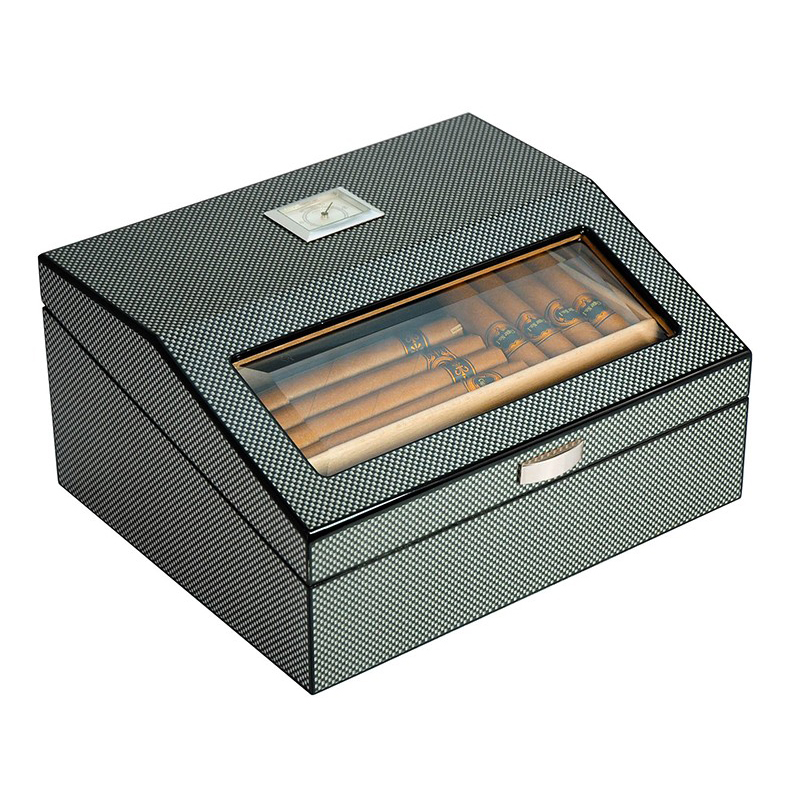 New Wooden Cigar Humidor Storage Box with Rectangular Hygrometer and Humidifier