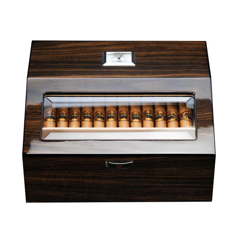 New Wooden Cigar Humidor Storage Box with Rectangular Hygrometer and Humidifier