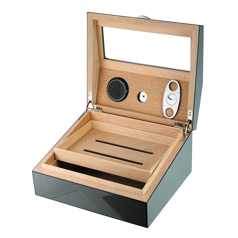 New Wooden Cigar Humidor Storage Box with Rectangular Hygrometer and Humidifier