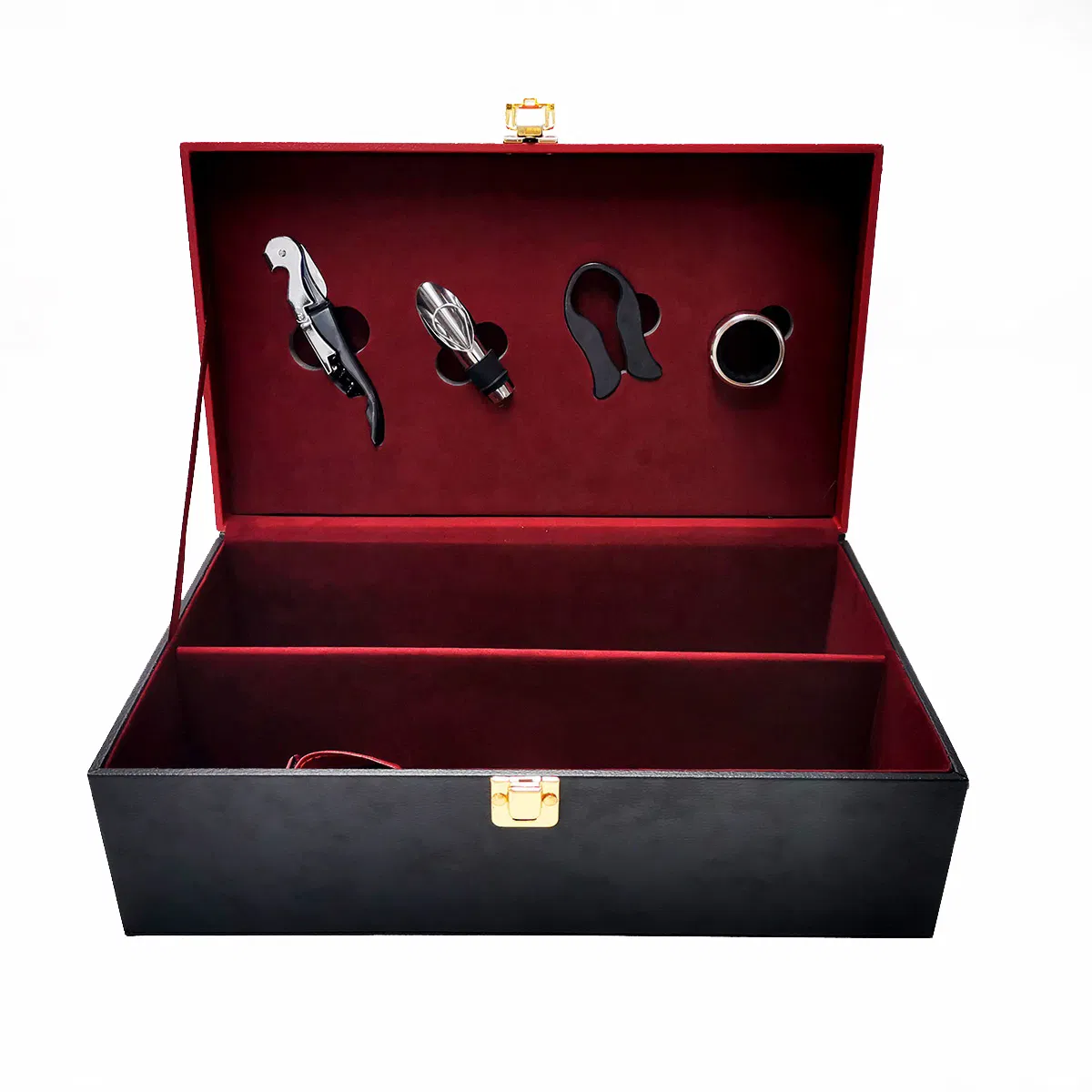 OEM Design Elegant Red PU Leather Wine Gift Box Wine Packaging Box