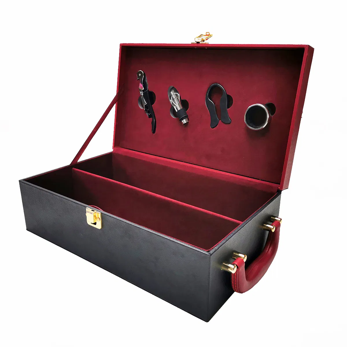 OEM Design Elegant Red PU Leather Wine Gift Box Wine Packaging Box