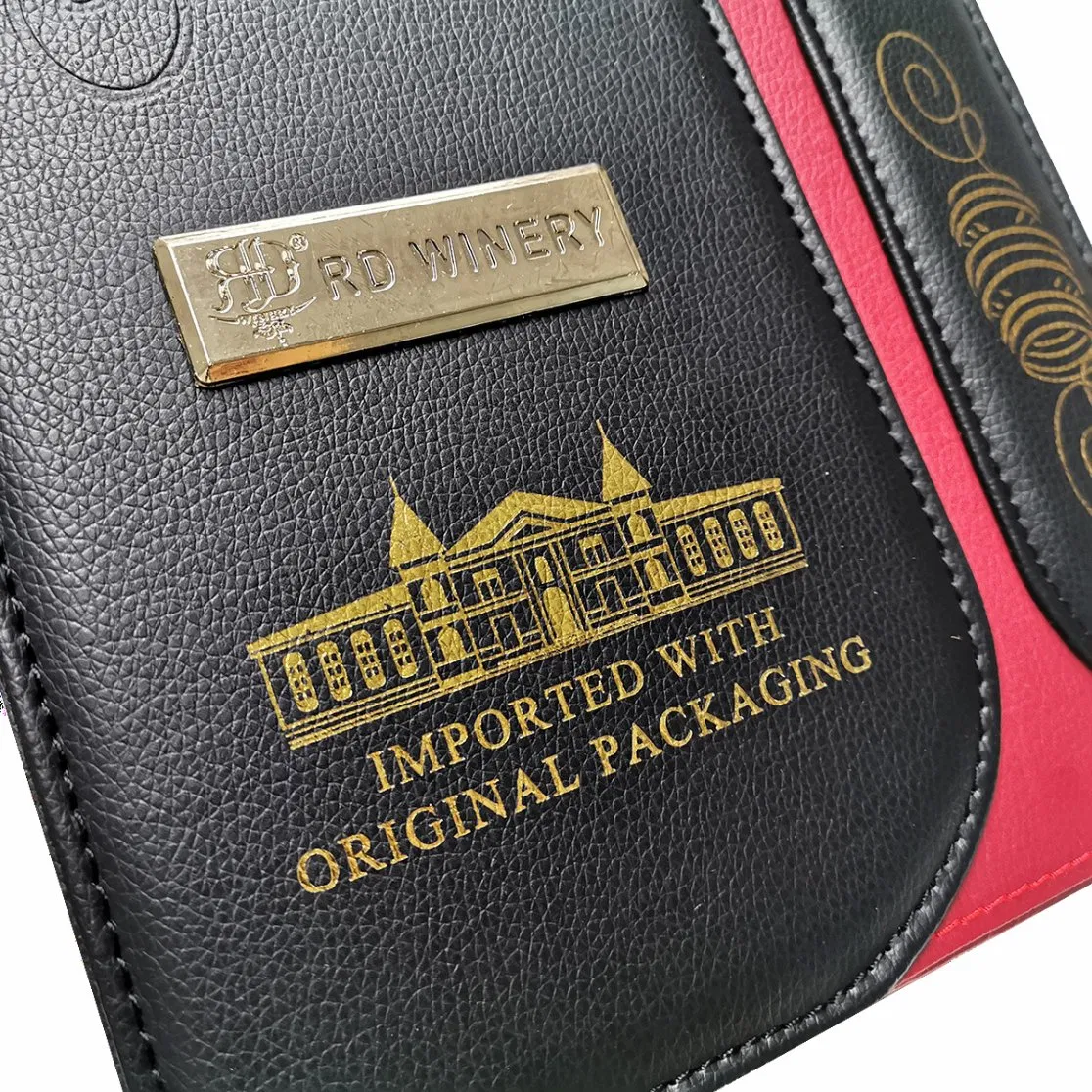 OEM Design Elegant Red PU Leather Wine Gift Box Wine Packaging Box